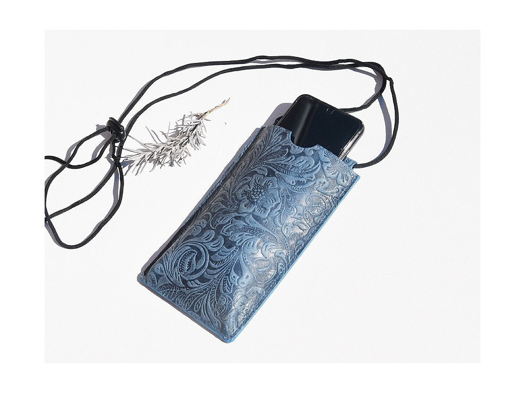 Torebka na telefon etui na ramie "Damascena Dark Blue" ciemnoniebieska