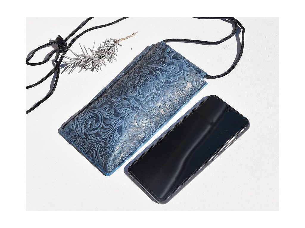 Torebka na telefon etui na ramie "Damascena Dark Blue" ciemnoniebieska