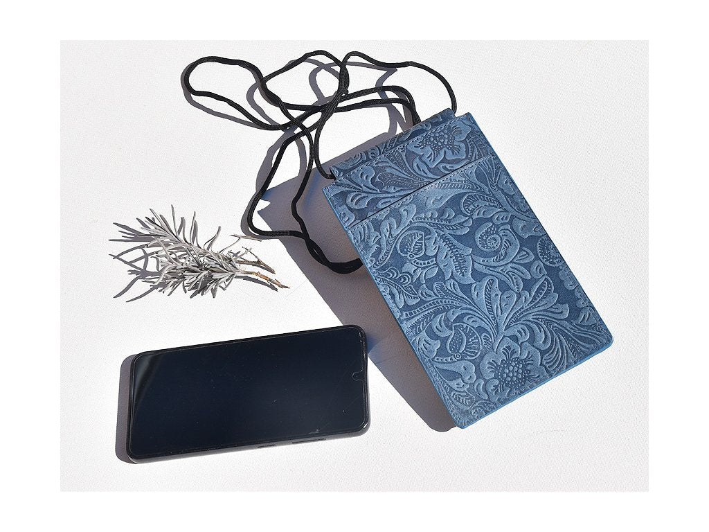 Torebka na telefon etui na ramie "Damascena Dark Blue" ciemnoniebieska