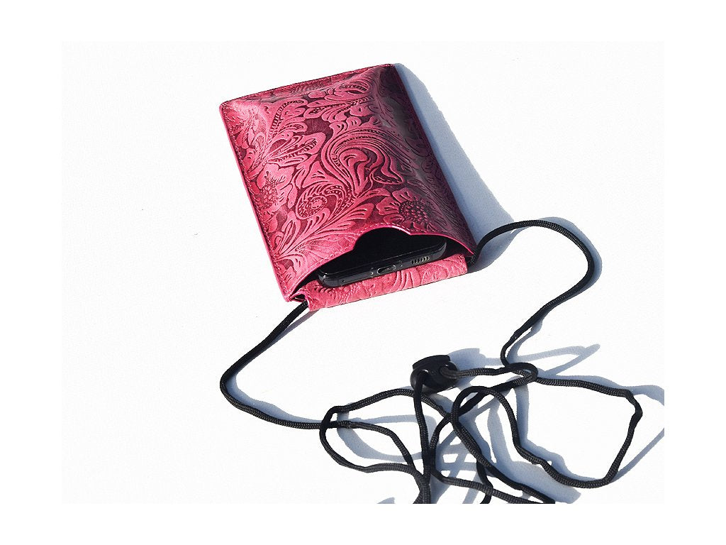 Torebka na telefon etui na ramie "Damascena Rose" różowa