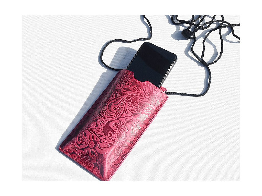 Torebka na telefon etui na ramie "Damascena Rose" różowa