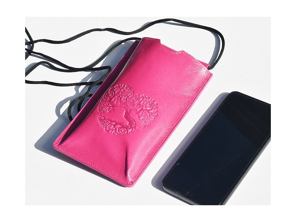 Torebka na telefon etui na ramie "Drzewo życia 02" fuksja