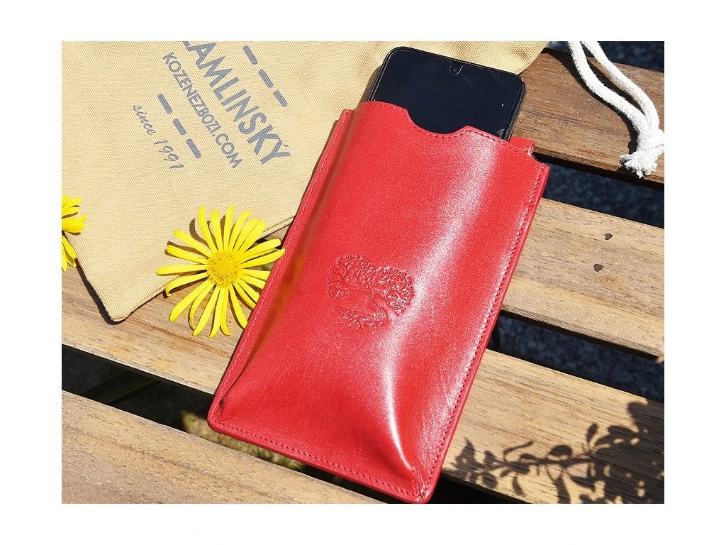 Torebka na telefon etui na ramie "Drzewo życia 02 small" czerwona