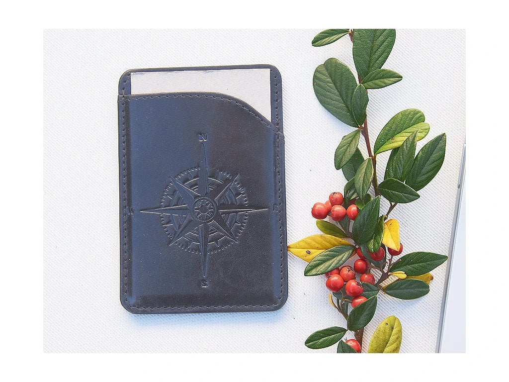 Portfel MagSafe "Róża wiatrów" czarny
