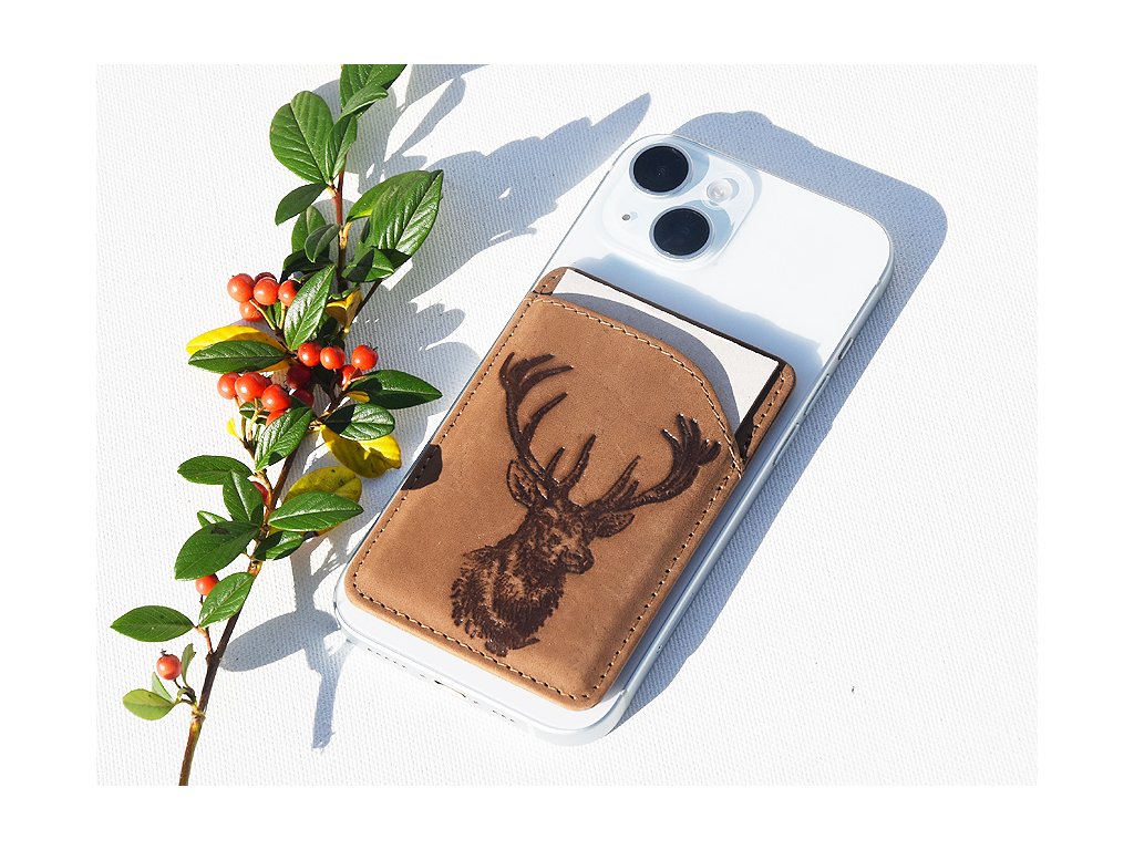 Portfel MagSafe "Głowa jelenia" brązowy