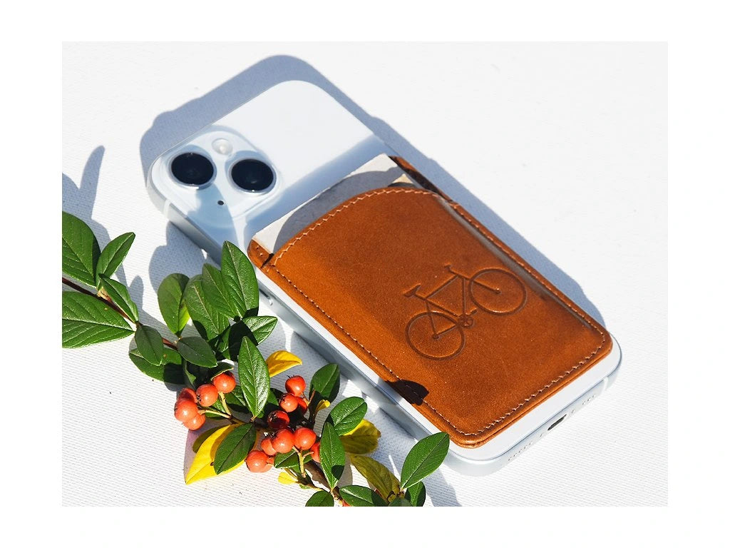 Portfel MagSafe "Na rowerze" jasnobrązowy