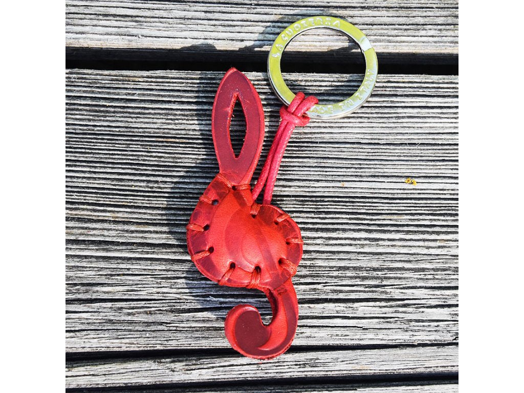 Skórzany ornament "Klucz wiolinowy czerwóny"
