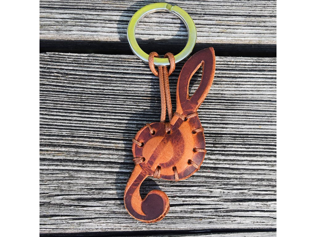 Skórzany ornament "Klucz wiolinowy brązowy"