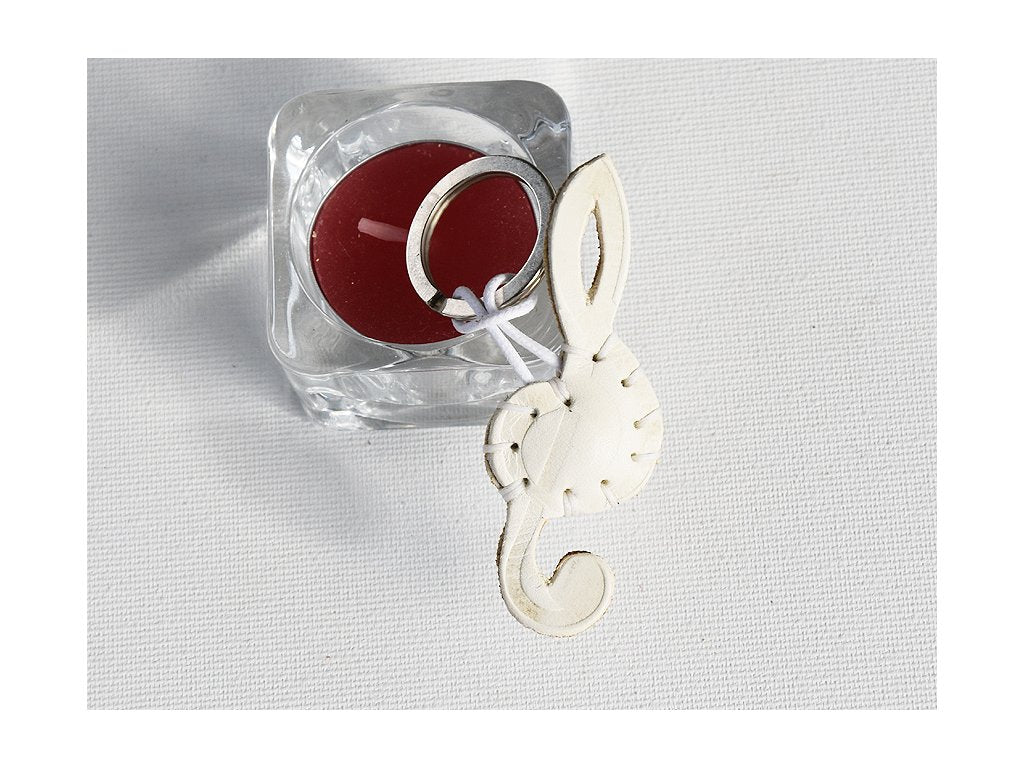 Skórzany ornament "Klucz wiolinowy biały"
